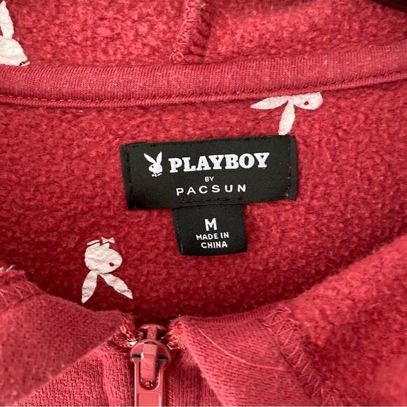 Playboy by PacSun Double Zip Cabin Hoodie Red size medium - Picture 9 of 9